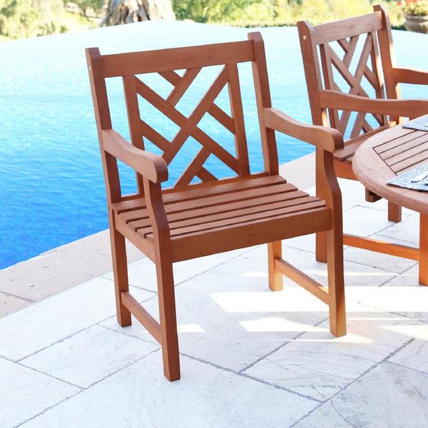 English Elm Lidwina Eucalyptus Reddish Brown Patio Armchair — Weather-Resistant Tropical Wood, 220 lb Capacity, UV-Safe Finish B093121210