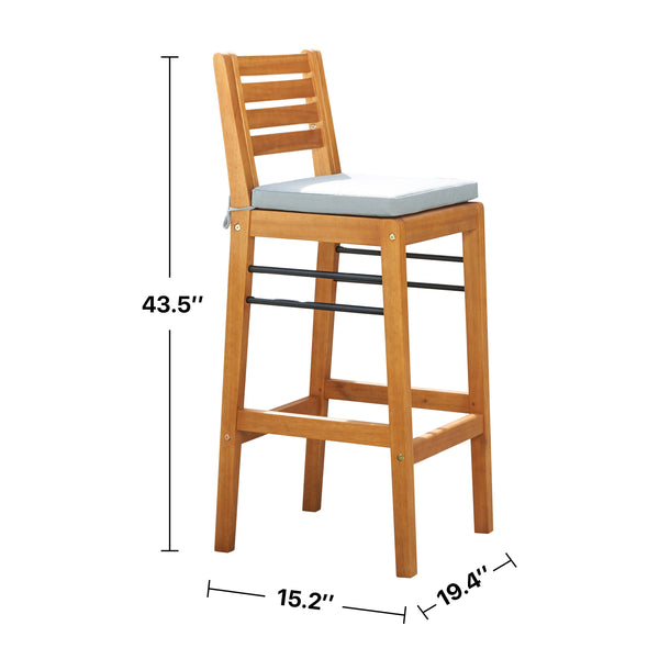 English Elm Carlton Honey Eucalyptus Counter-Height Bar Chair – Weather-Resistant, Space-Saving, Sturdy 19x15x44 B093121200