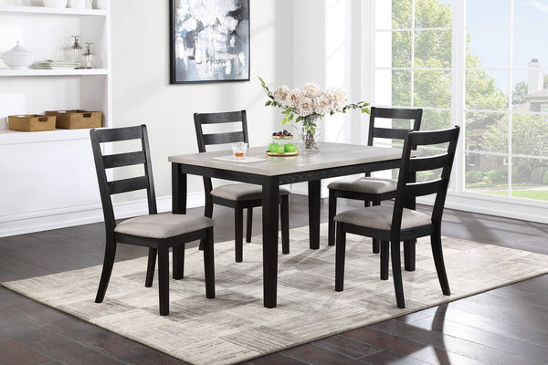 English Elm Classic 5pc Dining Set with Cushioned Ladder-Back Chairs and Wooden Top Table for Cozy Meals and Style Black 41 L x 13 W x 52 H B011119011