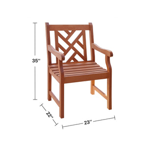 English Elm Lidwina Eucalyptus Reddish Brown Patio Armchair — Weather-Resistant Tropical Wood, 220 lb Capacity, UV-Safe Finish B093121210