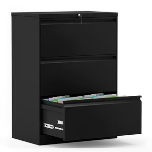 English Elm Veripco Steel Lateral File Cabinet Three Drawer Office Storage with Anti-tip Lock W1505118949