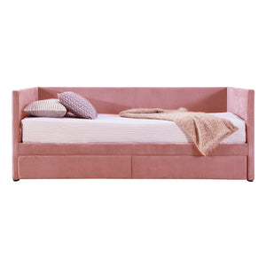 English Elm Twin Corduroy Daybed with Two Storage Drawers, Solid Pine Legs, Wood Slat Support, Durable Design Pink SF000007AAH