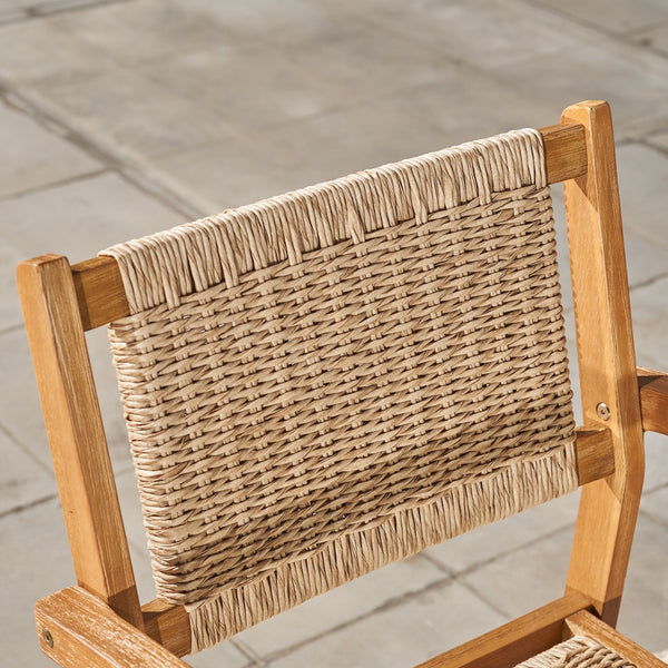 English Elm Mauricio Honey Wood Dining Chair Set of 2 - Acacia/Eucalyptus Wicker Strap Seats, Weather-Resistant Finish B093121209