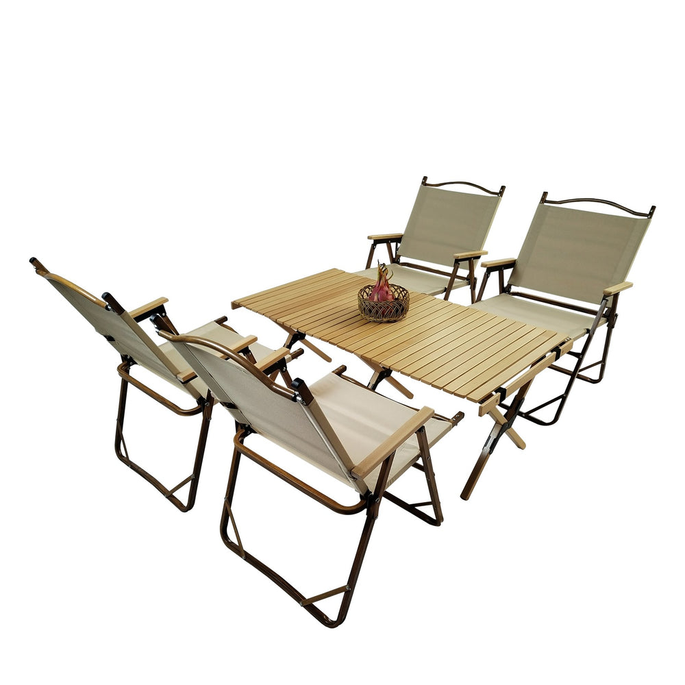 English Elm Multi-Function Foldable Portable Dining Set With Table & 4 Chairs - Perfect For Kids & Travel! W495S00003