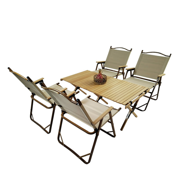 English Elm Multi-Function Foldable Portable Dining Set With Table & 4 Chairs - Perfect For Kids & Travel! W495S00003