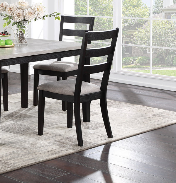 English Elm Classic 5pc Dining Set with Cushioned Ladder-Back Chairs and Wooden Top Table for Cozy Meals and Style Black 41 L x 13 W x 52 H B011119011