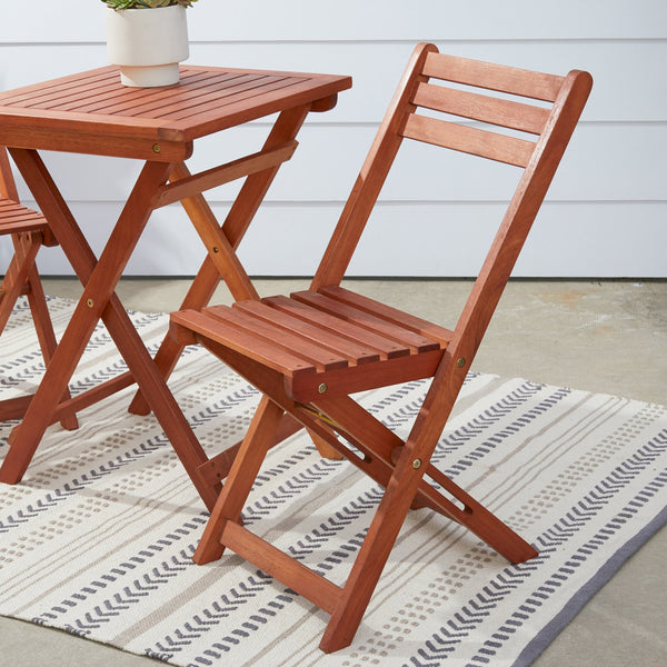 English Elm Marco Reddish Brown Eucalyptus Balcony Bistro Set - Weather-Resistant, Oil-Rubbed Finish, No Assembly B093121237