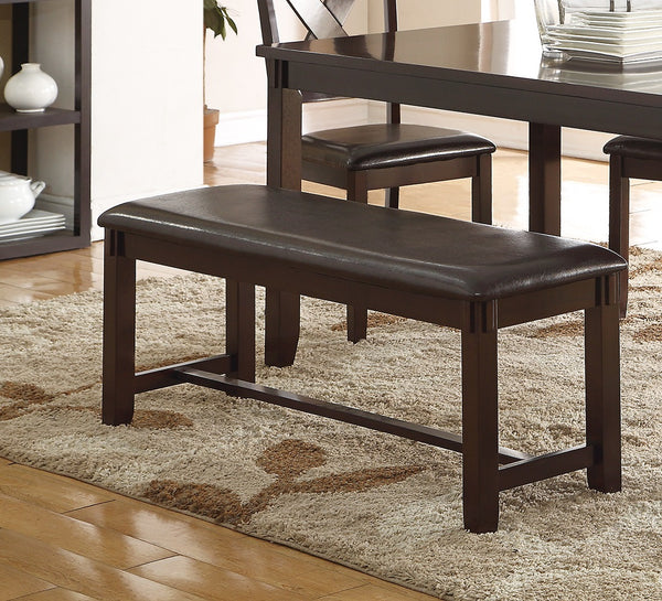 English Elm Dining 6-Piece Casual Modern Table Set with Bench and Cushioned X-Back Chairs, Wood Veneer Finish Espresso 41 L x 11 W x 64 H B011S00404