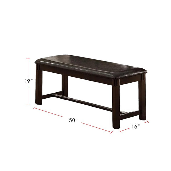 English Elm Dining 6-Piece Casual Modern Table Set with Bench and Cushioned X-Back Chairs, Wood Veneer Finish Espresso 41 L x 11 W x 64 H B011S00404