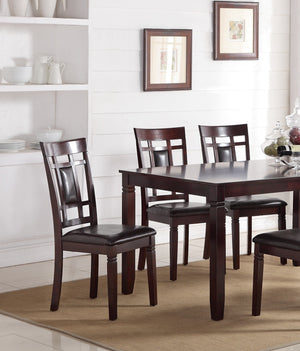 English Elm Modern 7pc Dining Set Espresso Finish with Eyelet Back Chairs, Faux Leather Cushions, Seats 6 B011119001
