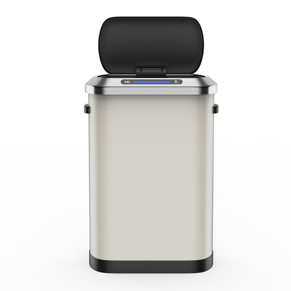 English Elm 50L Motion Sensor Trash Can with Silent Soft-Close Lid, 50L Stainless Steel 13.2Gal Hands-Free Bin White W1550106525