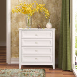 Solid Wood Spray-Painted Dresser - Retro Handle Buffet Cabinet White