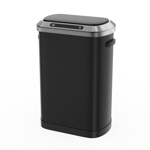 English Elm 50L Motion Sensor Trash Can with Silent Soft-Close Lid, 50L Stainless Steel 13.2Gal Hands-Free Bin Black W1550106524
