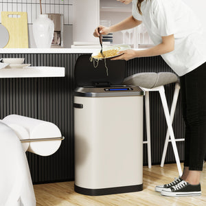 English Elm 50L Motion Sensor Trash Can with Silent Soft-Close Lid, 50L Stainless Steel 13.2Gal Hands-Free Bin White W1550106525