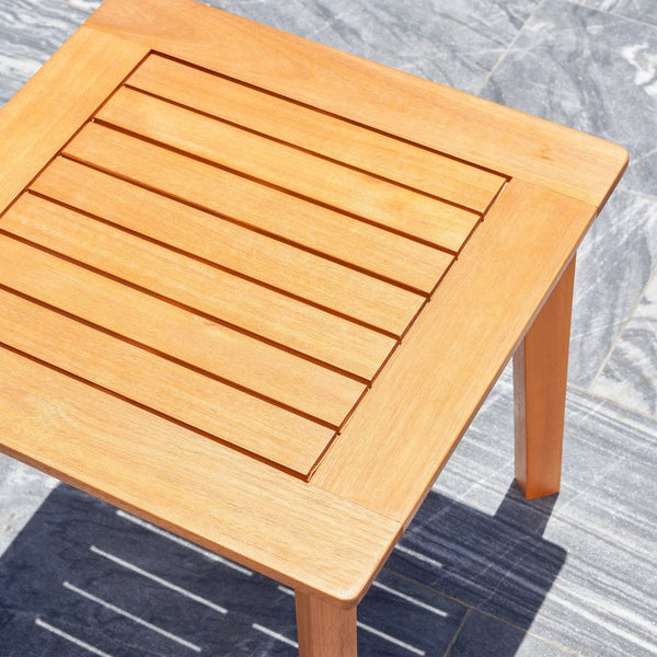 English Elm Rayna Outdoor Eucalyptus Slatted Side Table with Oil-rubbed Finish for Poolside Decks B093121221