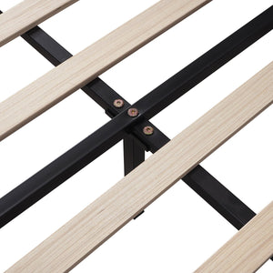 English Elm Queen Upholstered Platform Bed with Floral Velvet Headboard, Sturdy Wood Slats, Modern Comfort Bean paste red WF305291AAH