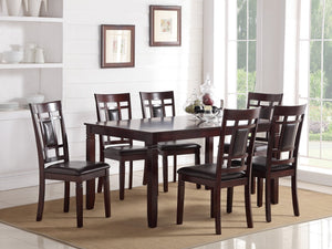English Elm Modern 7pc Dining Set Espresso Finish with Eyelet Back Chairs, Faux Leather Cushions, Seats 6 B011119001