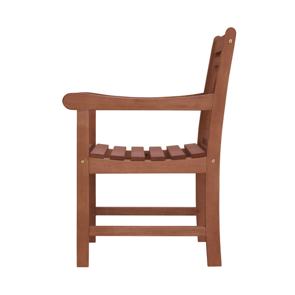 English Elm Lidwina Eucalyptus Reddish Brown Patio Armchair — Weather-Resistant Tropical Wood, 220 lb Capacity, UV-Safe Finish B093121210