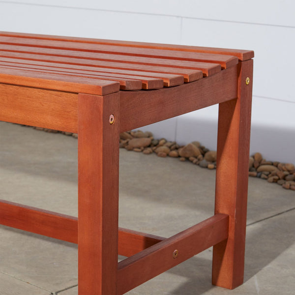 English Elm Emilio Eucalyptus 3-Seater Backless Garden Bench, Reddish Brown Oil-Rubbed Finish, Weather-Resistant B093121196