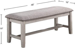 English Elm Contemporary Six Piece Rubberwood Dining Set with Bench Padded Seats Natural Finish B011S00407