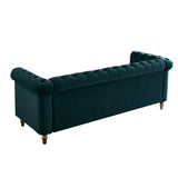 English Elm Chesterfield Velvet Sofa 84.65 Inch For Living Room Green Color