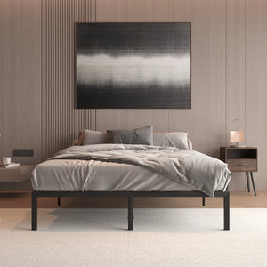 English Elm Metal Platform Bed Frame Twin - Sturdy Black Metal, No Box Spring Needed, Foldable, 660lb Capacity W578141341