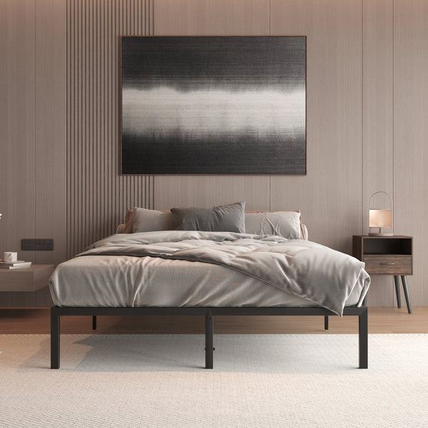 English Elm Metal Platform Bed Frame Twin - Sturdy Black Metal, No Box Spring Needed, Foldable, 660lb Capacity W578141341