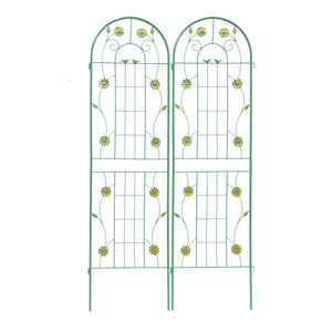English Elm 4 Pack Ornamental Steel Garden Trellises Rustproof Climbing Plant Outdoor Support Panels Green W1586135449