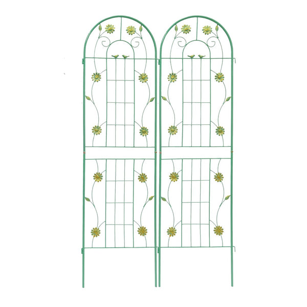 English Elm 4 Pack Ornamental Steel Garden Trellises Rustproof Climbing Plant Outdoor Support Panels Green W1586135449