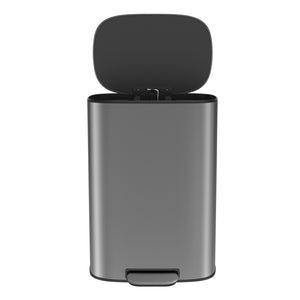English Elm 13 13 Gallon 50L Trash Can, Soft-Close Step Pedal Bin, Fingerprint-Proof Stainless Steel, Quiet Lid W1550106530