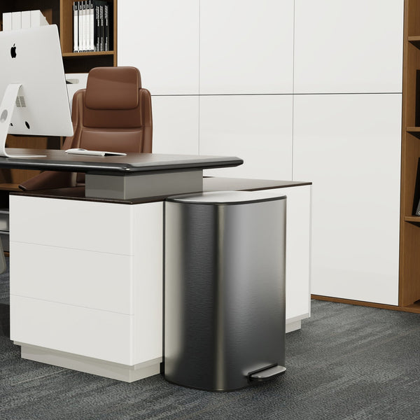 English Elm 13 13 Gallon 50L Trash Can, Soft-Close Step Pedal Bin, Fingerprint-Proof Stainless Steel, Quiet Lid W1550106530