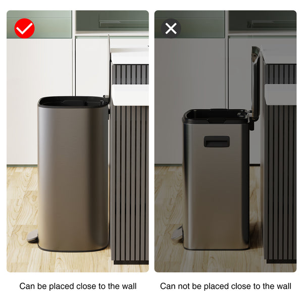 English Elm 13 Gallon 50L Stainless Steel Trash Can with Soft-Close Lid, Fingerprint-Proof, Step Pedal, Durable 13 W1550121727