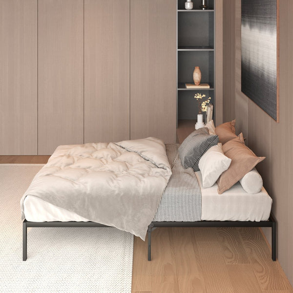 English Elm Metal Platform Bed Frame Twin - Sturdy Black Metal, No Box Spring Needed, Foldable, 660lb Capacity W578141341