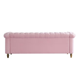 English Elm Chesterfield Velvet Sofa 84.65 Inch For Living Room Pink Color