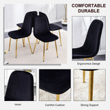 English Elm Dining Chairs Set Of 4, Modern Mid-Century Style Dining Kitchen Room Upholstered Side Chairs,Accent Chairs Spoon Shaped With Soft Velvet Fabric Cover Cushion Seat and Golden Metal Legs.B0501A