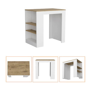 English Elm Highlands Counter-Height Kitchen Island with Ibiza Marble Top, White Storage Base & 3 Shelves for Entertaining and Meal Prep (36x23x36) B062111735