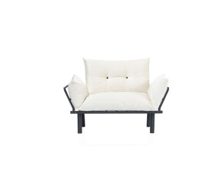 English Elm Sona Futon Love Seat Metal Frame Compact Convertible Sofa Bed for Small Spaces with Modern Style Cream B029119232