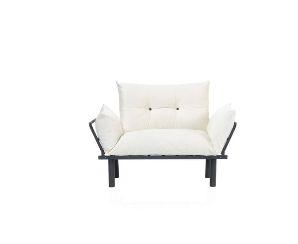 English Elm Sona Futon Love Seat Metal Frame Compact Convertible Sofa Bed for Small Spaces with Modern Style Cream B029119232