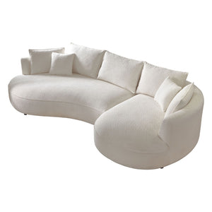English Elm Curved Boucle Sectional Sofa Cloud Silhouette 5 Seat Modern Living Room Couch W876S00130