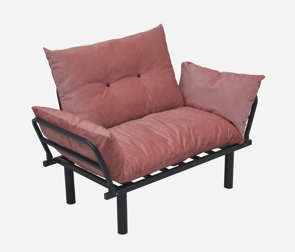 English Elm Sona Futon Love Seat Convertible Compact Metal Frame Sofa Bed for Small Spaces and Guest Comfort Pink B029119240
