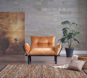 English Elm Sona Futon Loveseat Convertible Two Seat Sofa for Studio Apartments and Guest Rooms Mustard B029119236