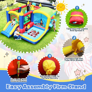 English Elm 7 in 1 Inflatable Bouncy Castle with Jump Zone Ball Pit and Obstacles for Kids W1677109362
