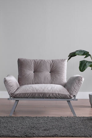 English Elm Alora Futon Love Seat with Sleek Metal Legs — Compact 43" Length, Modern Space-Saving Comfort and Style Stone Gray B029119231