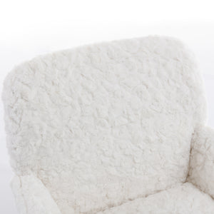 English Elm A&A Plush Alpaca Wool Office Chair Beige with Golden Metal Base, Recline 40° & Wide Deep Seat W114392211