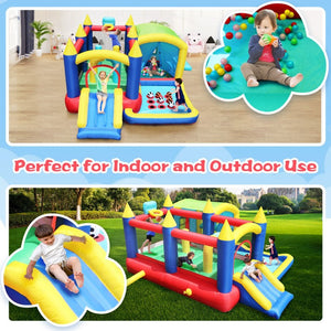 English Elm 7 in 1 Inflatable Bouncy Castle with Jump Zone Ball Pit and Obstacles for Kids W1677109362