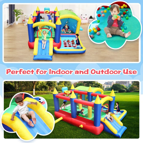 English Elm 7 in 1 Inflatable Bouncy Castle with Jump Zone Ball Pit and Obstacles for Kids W1677109362