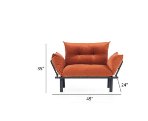 English Elm Sona Futon Loveseat Convertible Two Seat Sofa for Studio Apartments and Guest Rooms Orange B029119235