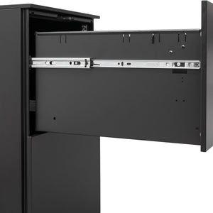 English Elm 2 Drawer Mobile File Cabinet with Lock, Steel Anti-Tilt Rolling Office Cabinet, Heavy-Duty Storage, Black, Under-Desk Compliance for Legal/Letter Size, 80kg Top Capacity W252103816