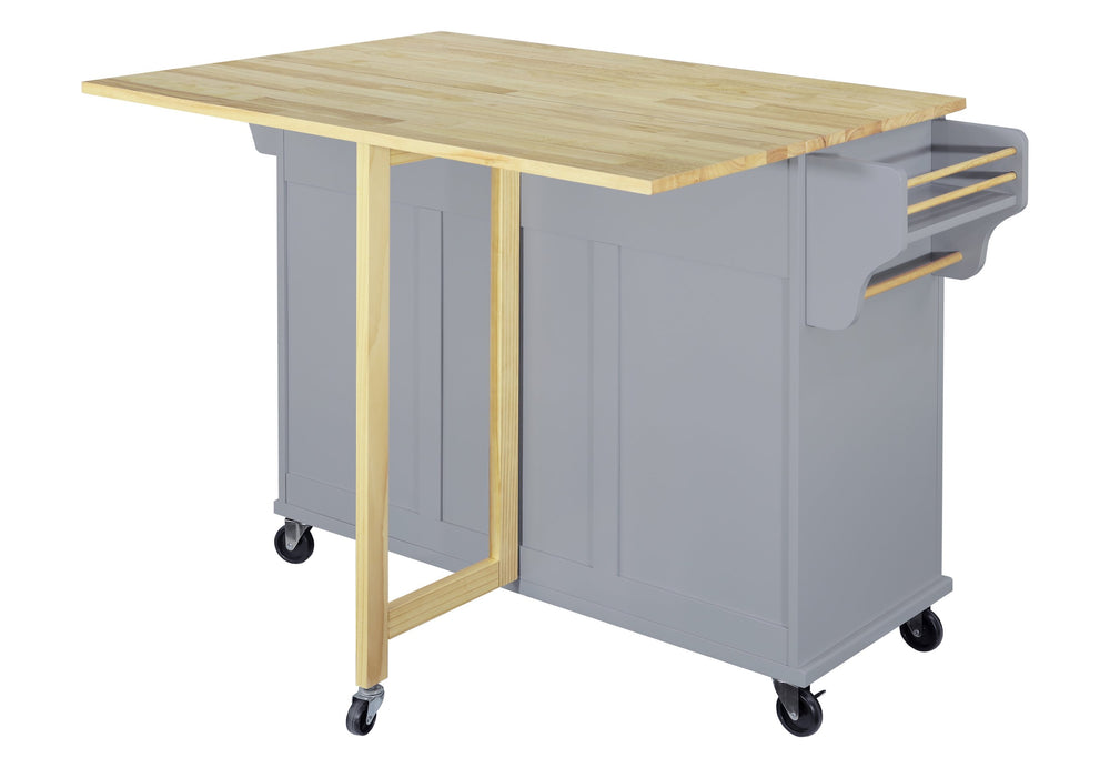 English Elm Cambridge Natural Wood Top Kitchen Island Cart With Mobile Storage, Drawers, And Spice Rack Accessory W914107250
