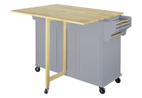 English Elm Cambridge Natural Wood Top Kitchen Island Cart With Mobile Storage, Drawers, And Spice Rack Accessory W914107250